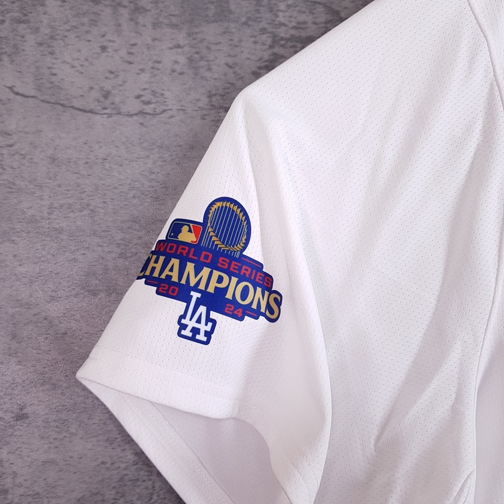 NIKE Los Angeles Dodgers 2024 World Series Gold Champions Jersey Mens 2XL White - Picture 3 of 8
